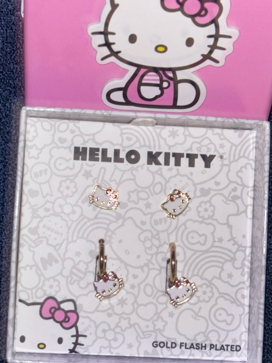 Hello Kitty Jewelry - Sanrio Hello Kitty Pink & Gold Kids Earring Set Studs and Hoops